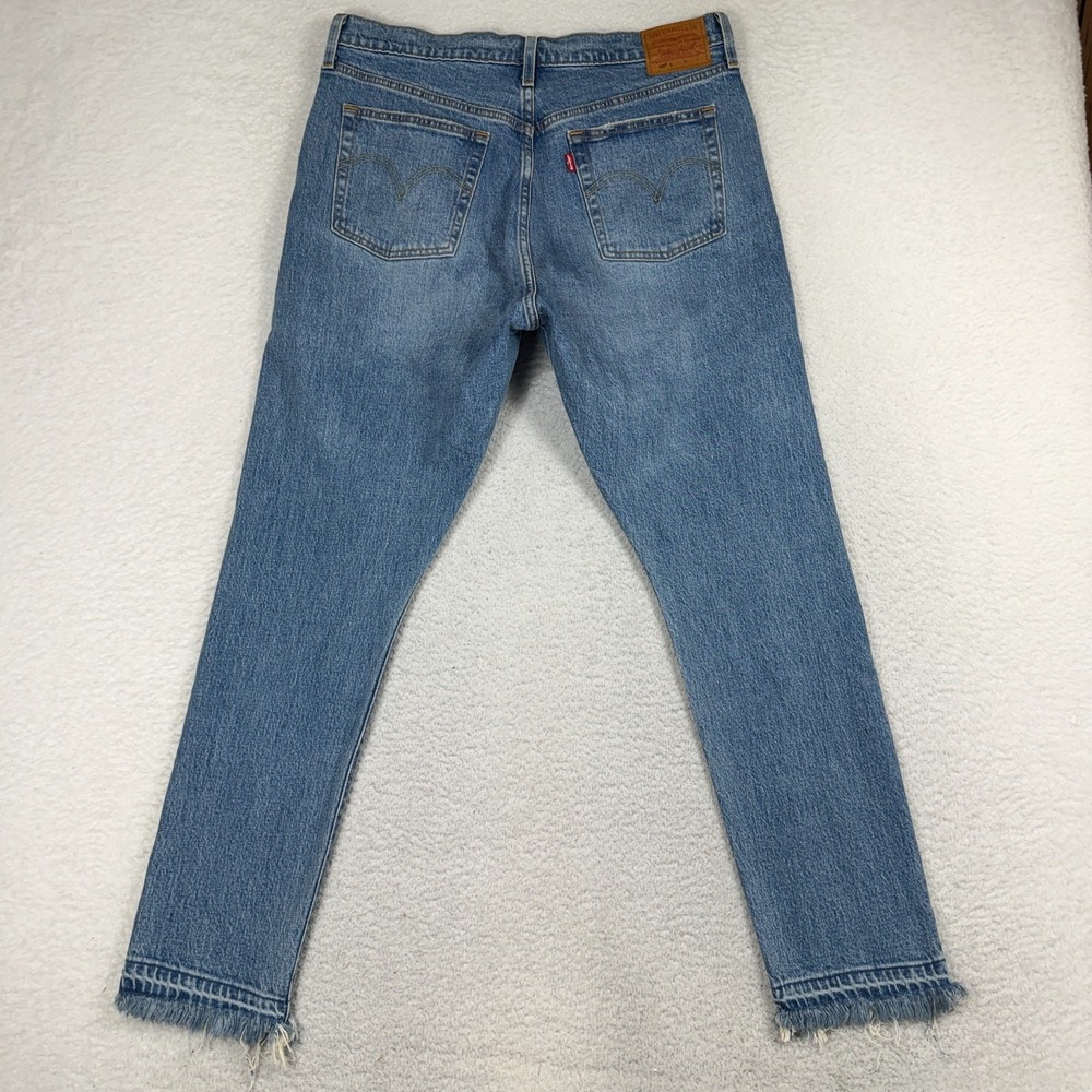 Levis Premium 501 S Skinny Jeans Womens Blue Denim 33 (33.5x29) High Rise - Picture 2 of 13